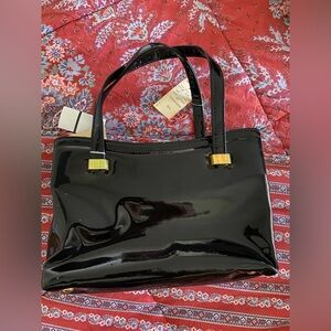GANSON Black Patent Leather Handbag